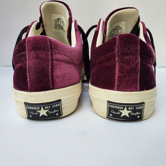 CONVERSE One Star "Ox" Maroon Velvet Low Top Sneaker 5.5/JUNIORS or 7.5/WOMENS - Picture 2 of 11